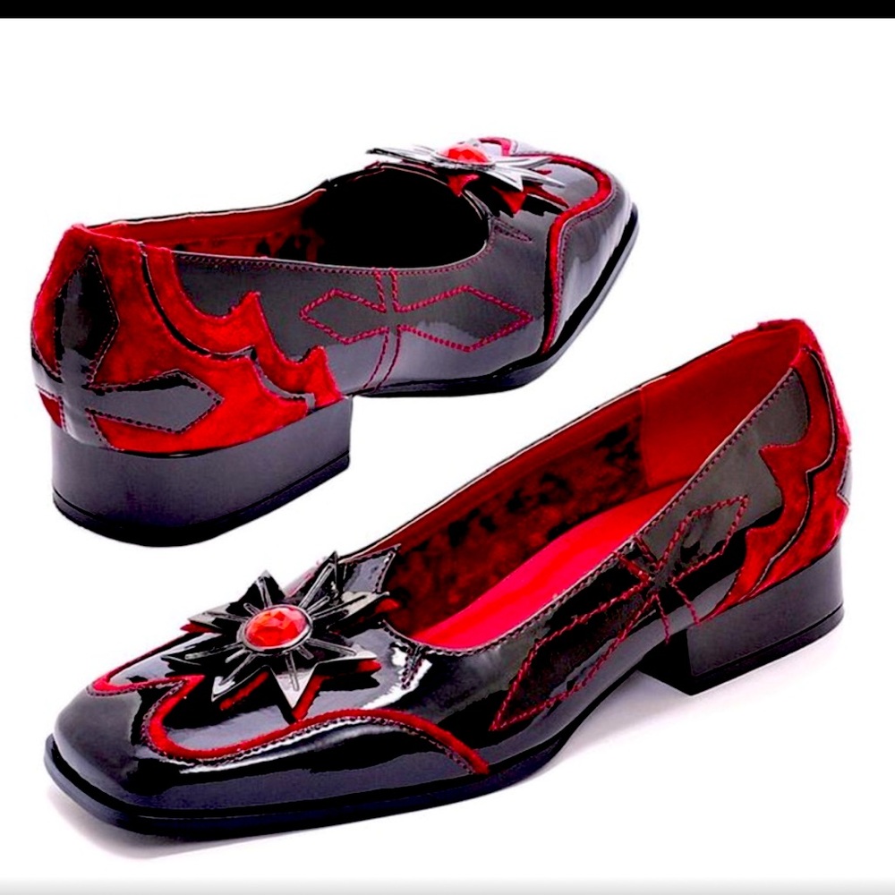 Elegant Black Red Men's Loafers DRACULA LOOK GREAT FOR COSTUME COSPLAY Gothic NW